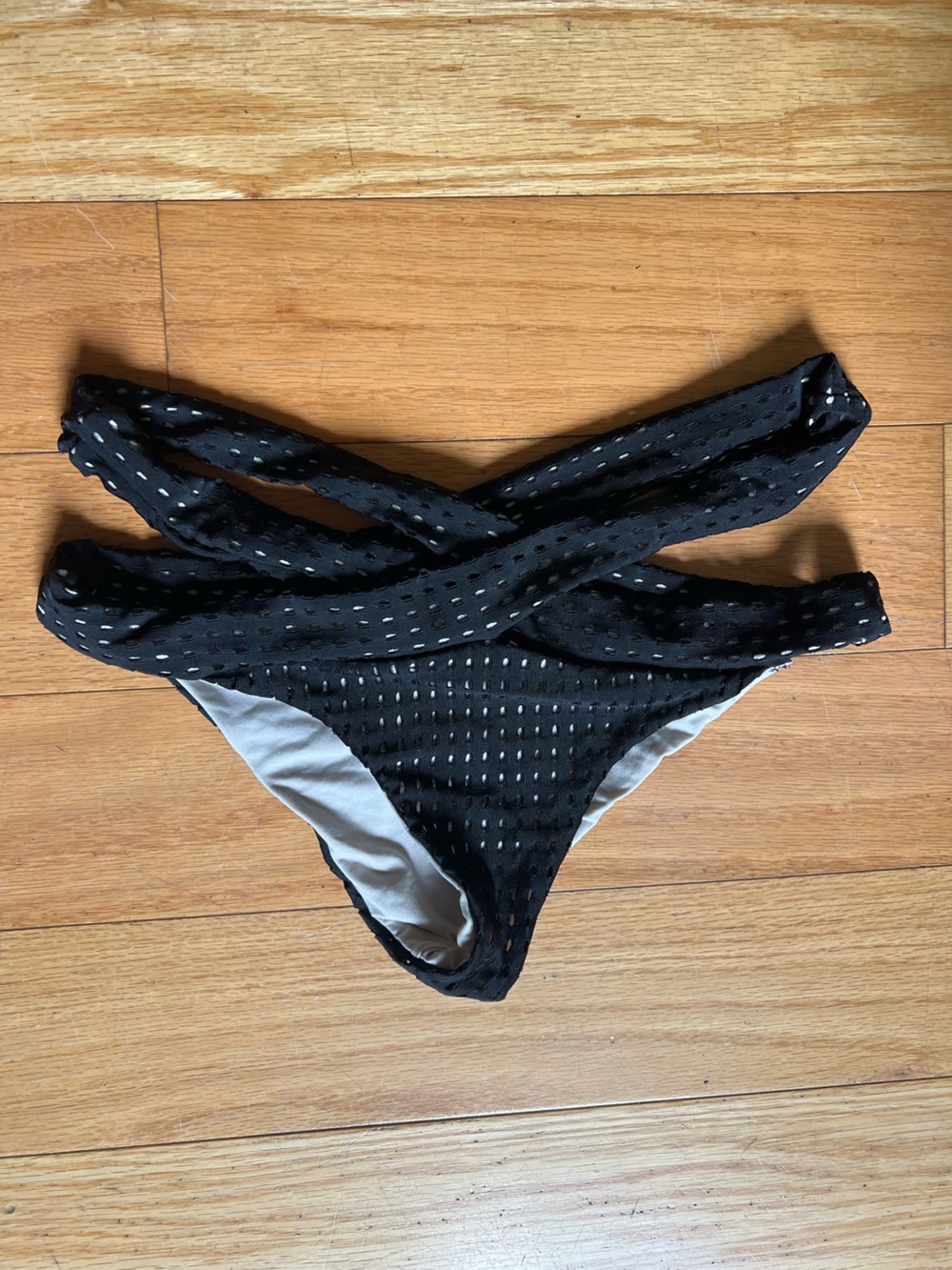 acacia swimwear Black Textured Mesh Bikini Bottom